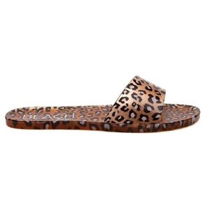 Beach By Matisse Size 9 M Sol Jelly Leopard Slides Open Toe Flat Casual Sandal